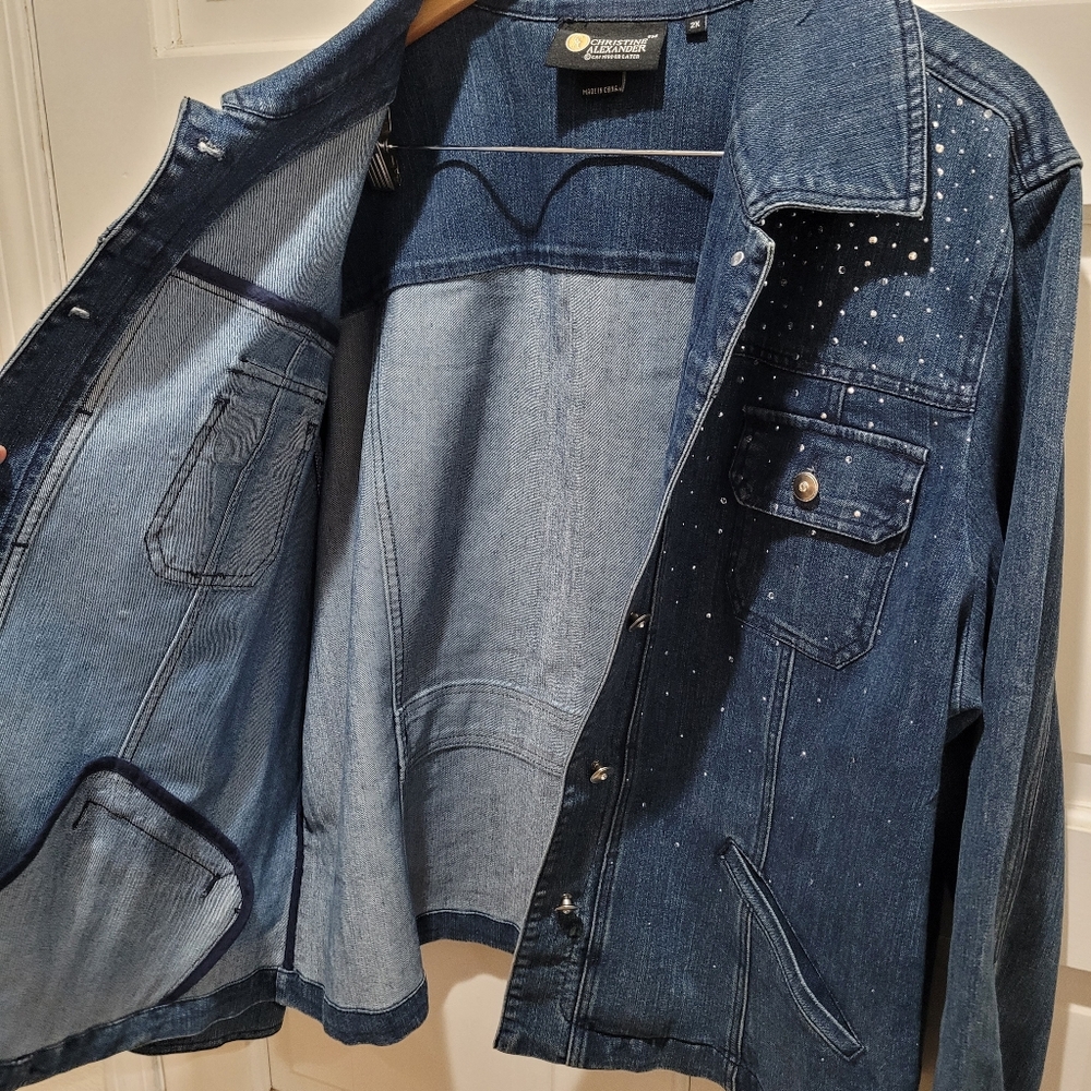 Christine Alexander Embellished Denim Jacket – Size 2X EUC - Picture 4 of 9